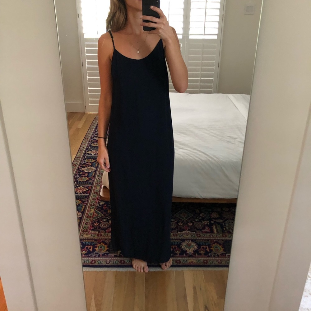 J.Crew navy maxi dress.